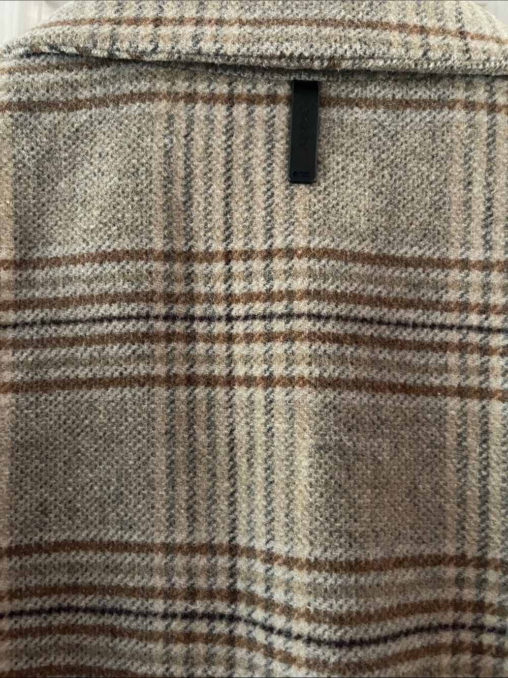 DKNY Beige and Brown Plaid Pea Coat - Picture 8 of 11